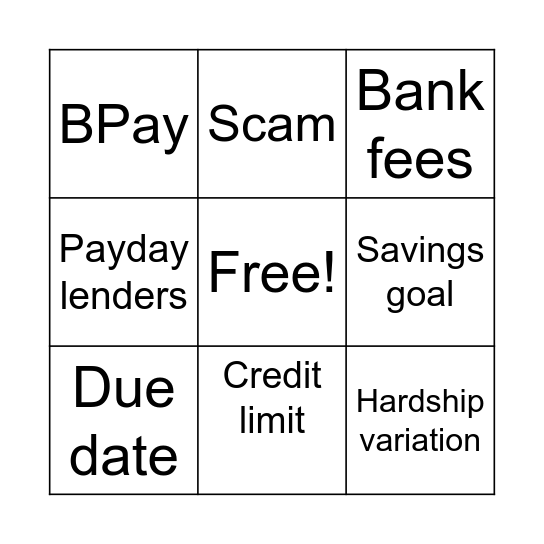Who Stole My Money! 3 Bingo Card