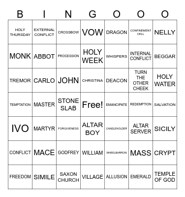 THE HAUNTED CATHEDRAL Bingo Card