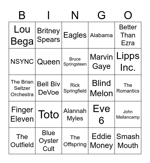 Flamingo Music Bingo:  Game #2 Bingo Card