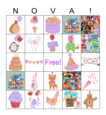 Nova's Birthday Bingo! Bingo Card