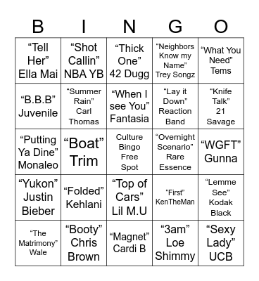 CULTURE BINGO Card