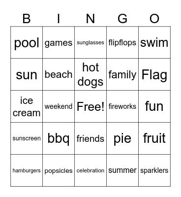 Memorial Day Bingo Card