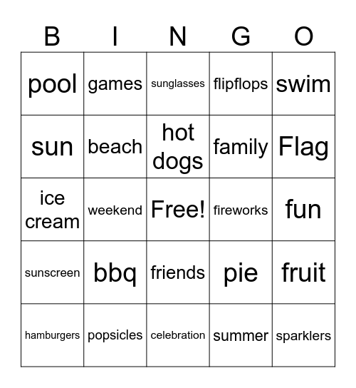 Memorial Day Bingo Card