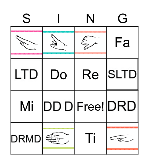 Solfege and Handsigns Bingo Card