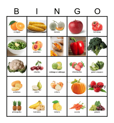 FRUIT & VEGGIE BINGO Card
