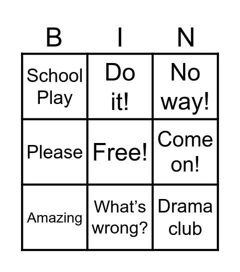 Find the phrases! Bingo Card