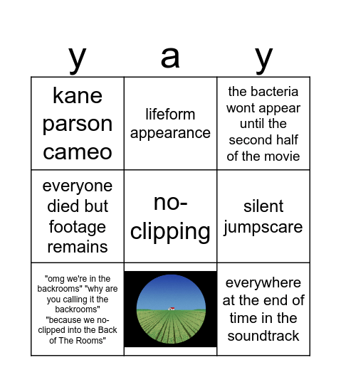 backrooms movie Bingo Card