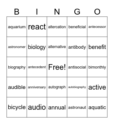 Roots Review #1 Bingo Card
