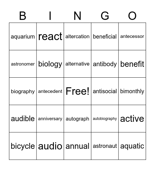 Roots Review #1 Bingo Card