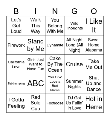 Feels Like Summer Music Bingo #4 Bingo Card