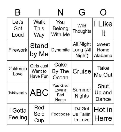 Feels Like Summer Music Bingo #4 Bingo Card