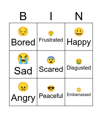 Feelings Bingo Card