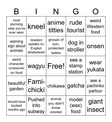 Japan 2 Bingo Card