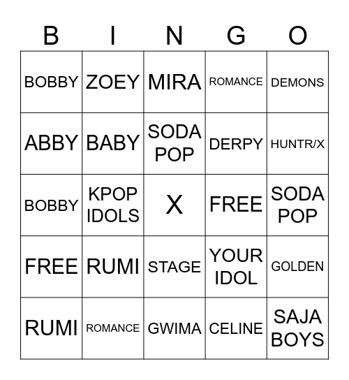 KPOP DEMON HUNTERS Bingo Card