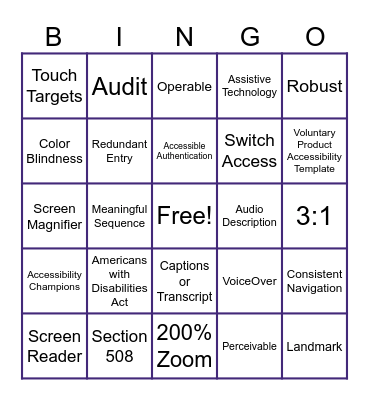 GAAD Bingo Card