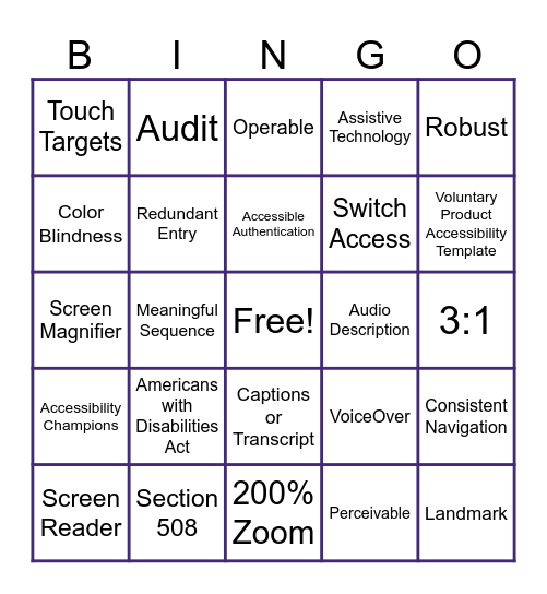 GAAD Bingo Card