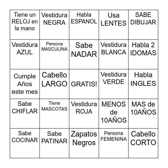 Busca una Persona Que... Bingo Card