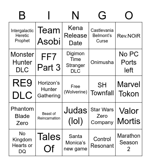 June 2026 State of Play Bingo Card