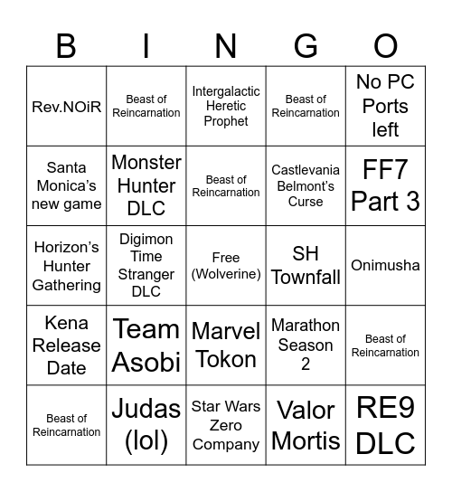 June 2026 State of Play Bingo Card