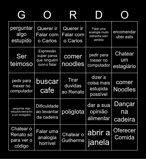 Ismael Bingo Card