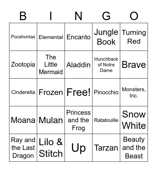 Guess the MOVIE by the Theme Song Bingo Card