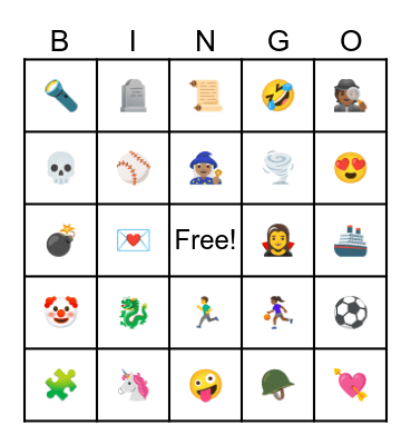 Genre Emoji Bingo Card