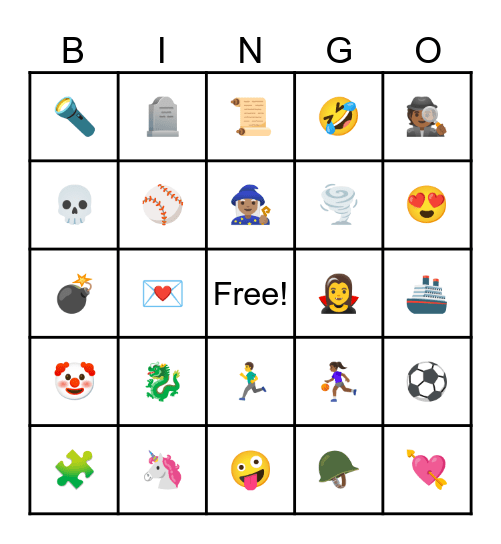 Genre Emoji Bingo Card