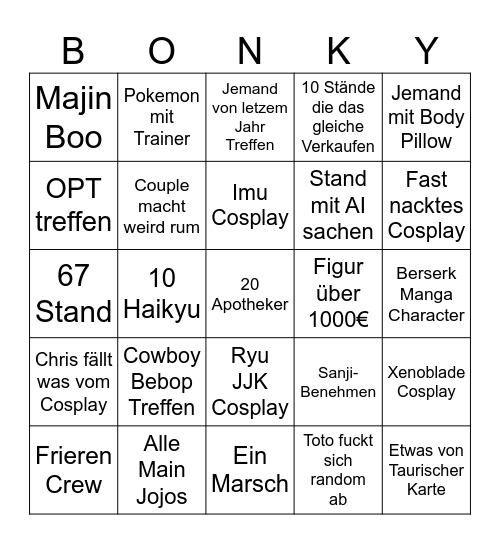 Goon-Bingo Card