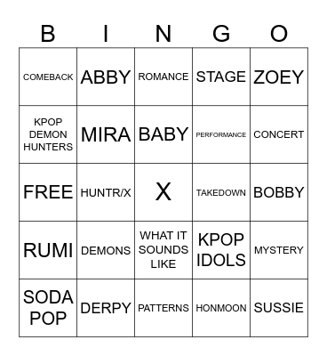 KPOP DEMON HUNTERS Bingo Card
