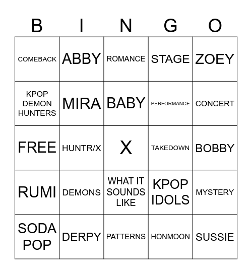 KPOP DEMON HUNTERS Bingo Card