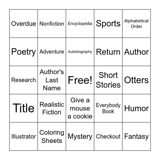 Library Bingo Card