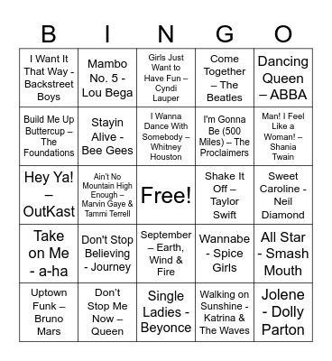 Ultimate Sing-Alongs Bingo Card