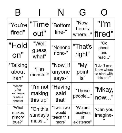 Peter Simon Bingo Card