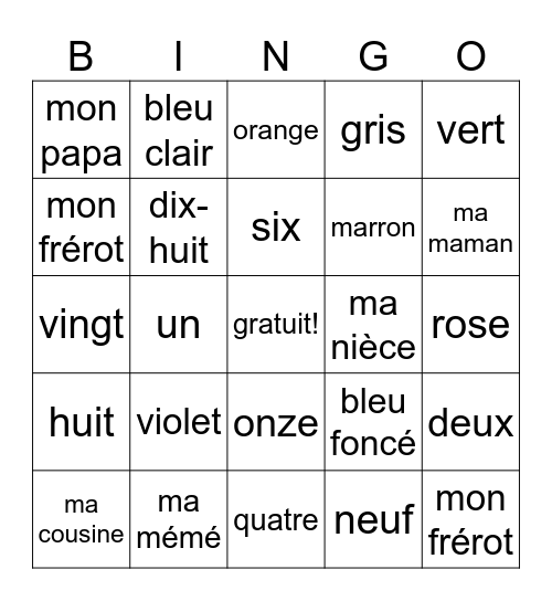 Grace Abjornson Bingo Card