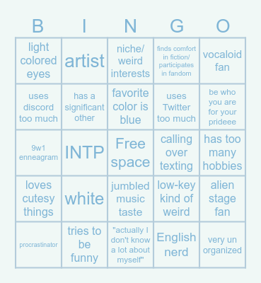 how much are you like me Bingo Card