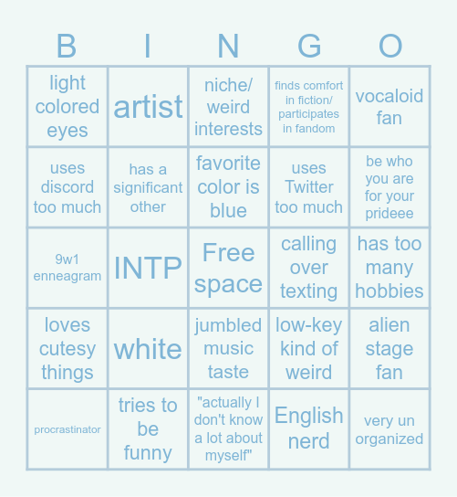how much are you like me Bingo Card