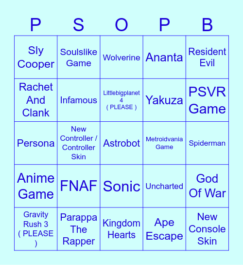 PlayStation State Of Play June 2026 Bingo Card