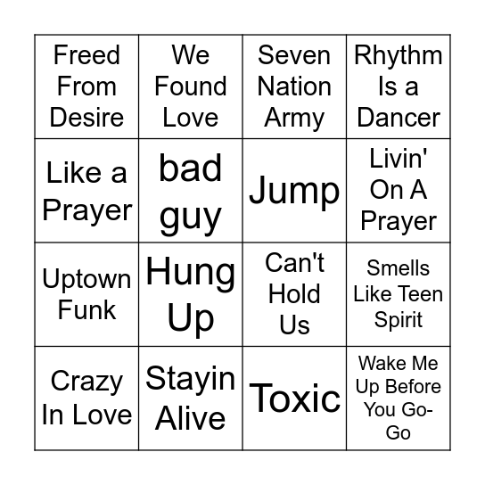 Eltham Bingo Bangers - RD 1 Bingo Card