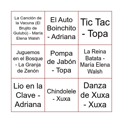 bingo musical Bingo Card