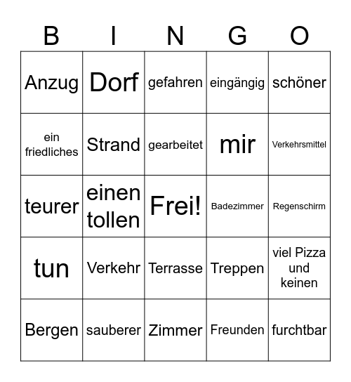 D2 2. Semester Lotto Bingo Card