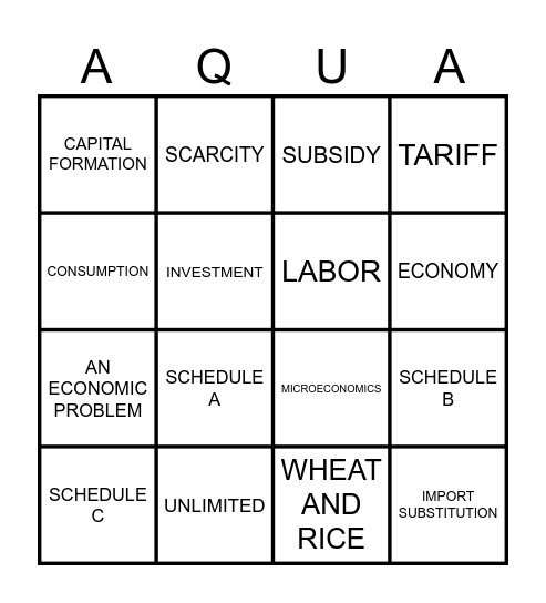 HEAD OVER HEELS Bingo Card