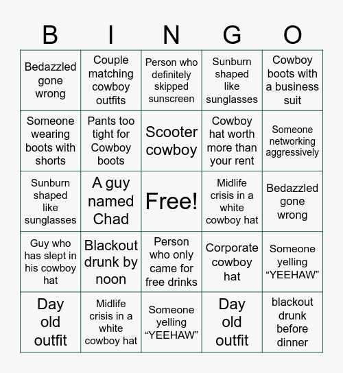 Good Times, Great Memories... Can't Remember! Bingo Card