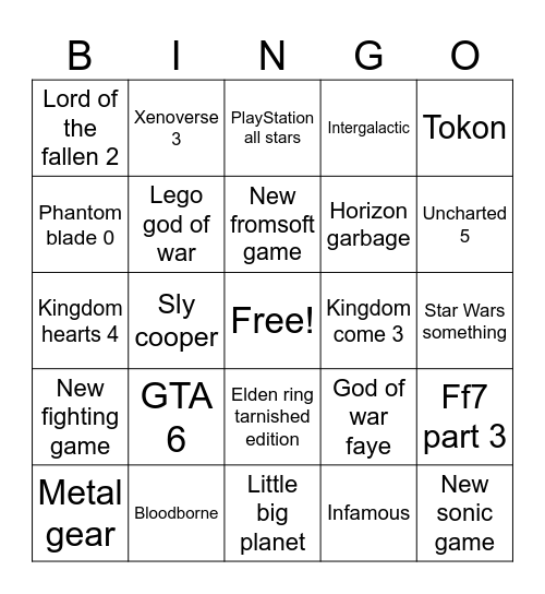 State of Play 2026 Bingo Card