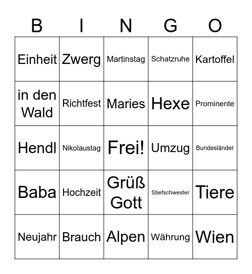 D3 2. Semester Lotto Bingo Card