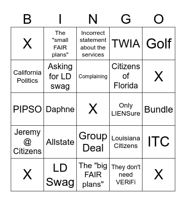 California FAIR Bingo Card