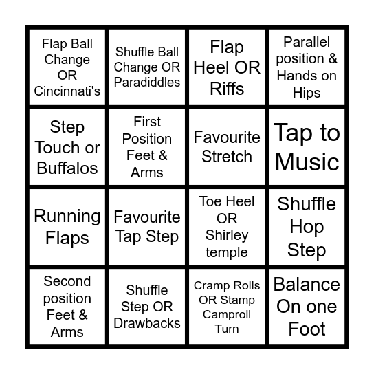 Tap Attack B.I.N.G.O Bingo Card