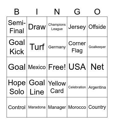 2026 World Cup Bingo Card