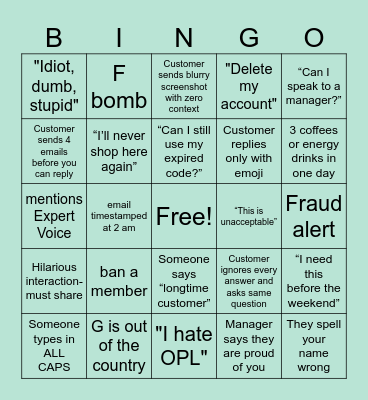 Summer FnF Bingo Card