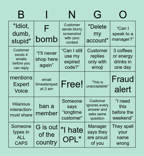 Summer FnF Bingo Card