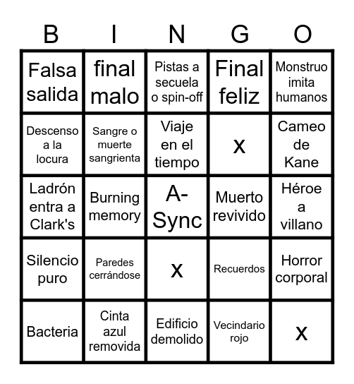 Backrooms Bingo Card